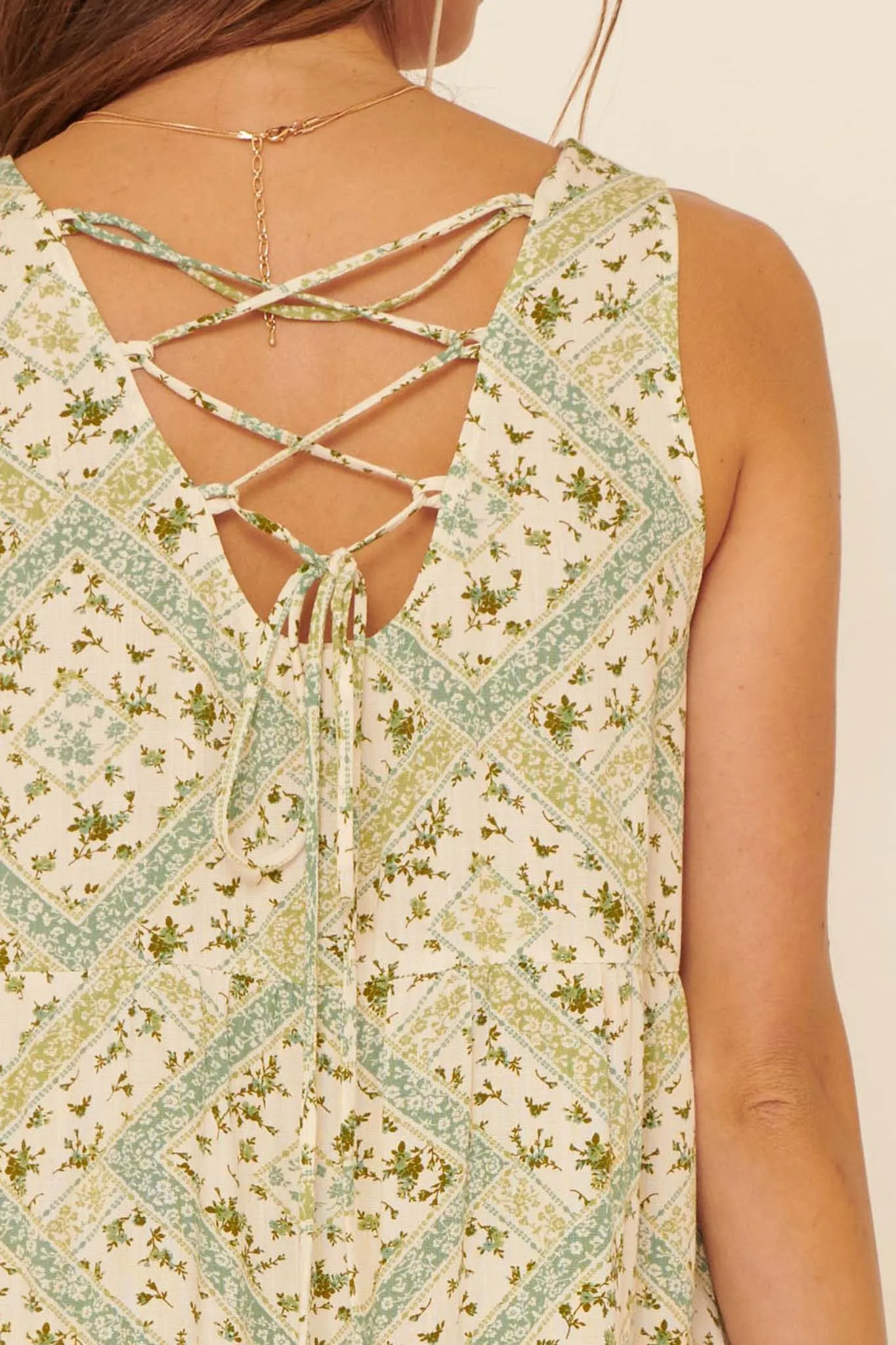 Flores Frescas Floral Patchwork-Print Romper
