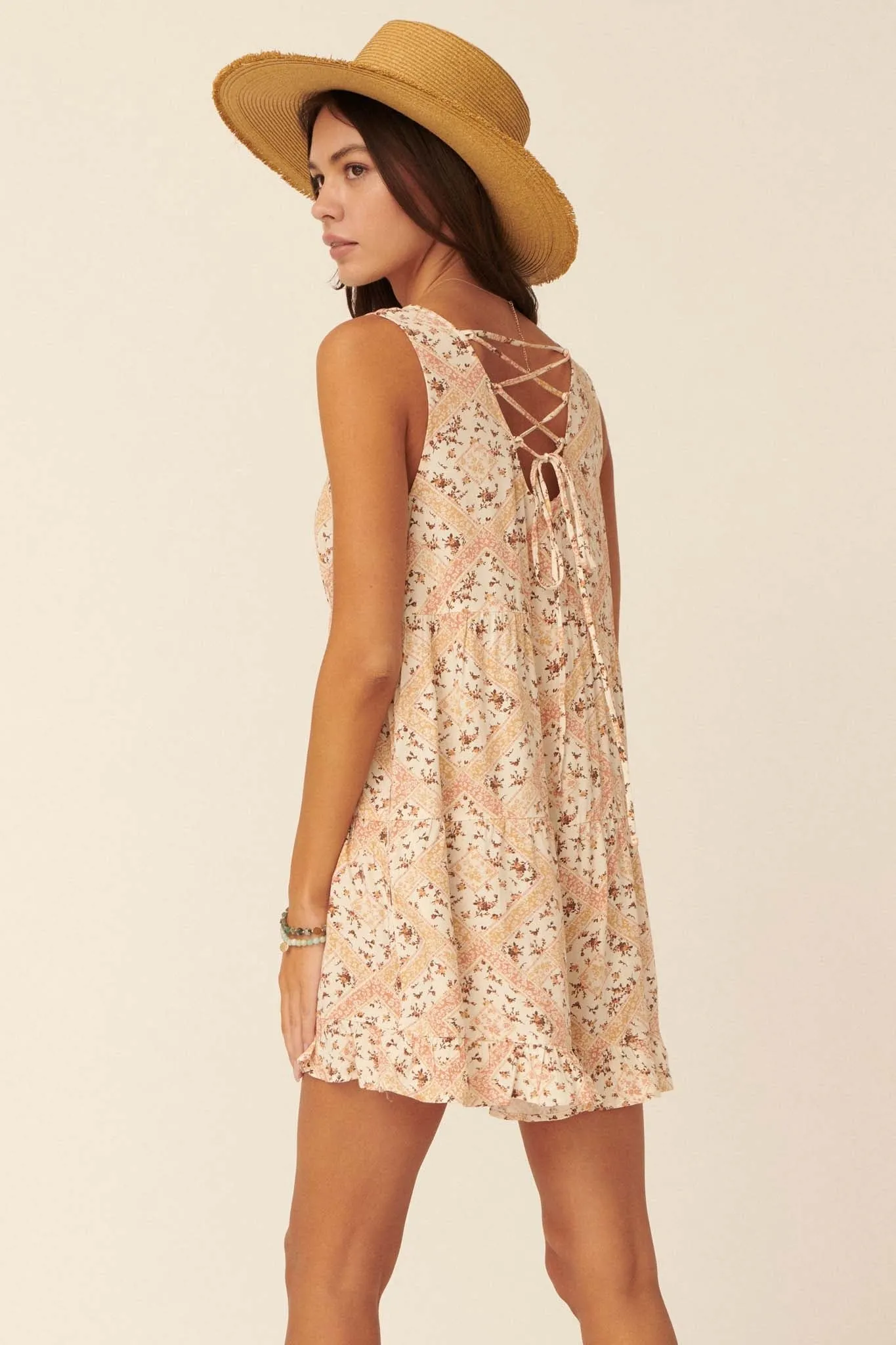 Flores Frescas Floral Patchwork-Print Romper