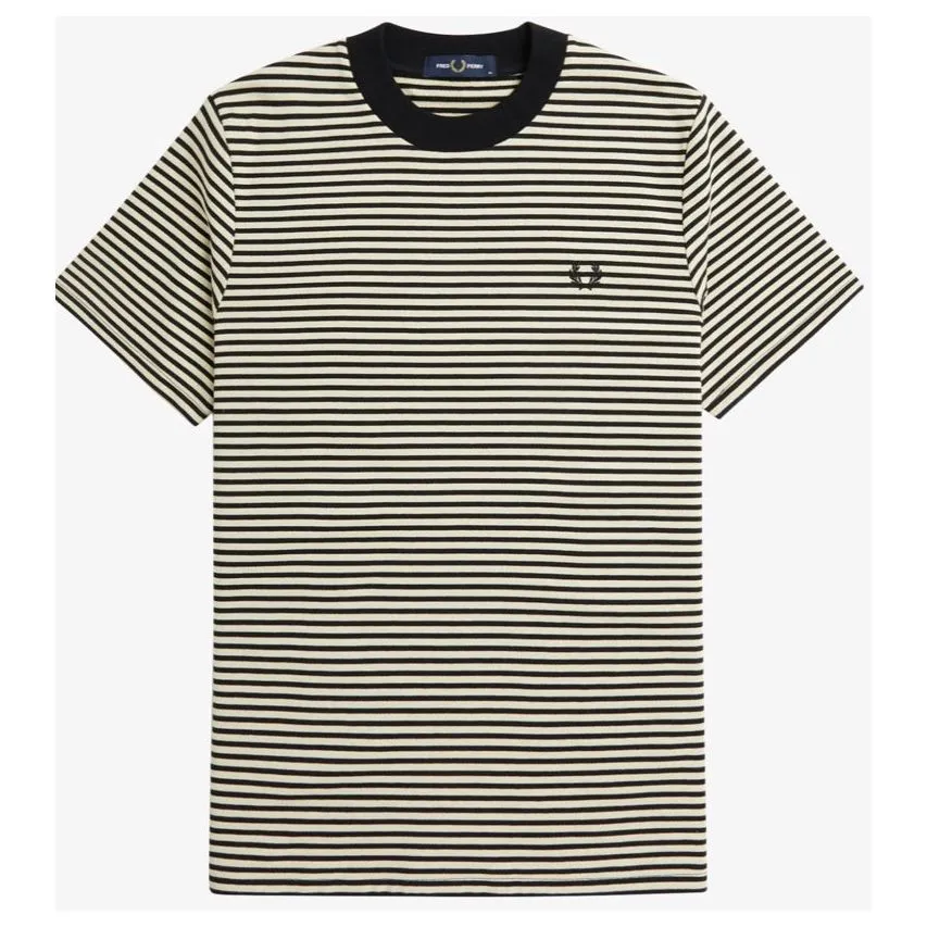 Fred Perry - M6581 Fine Stripe Heavy Weight Oatmeal / Black - T-Shirt