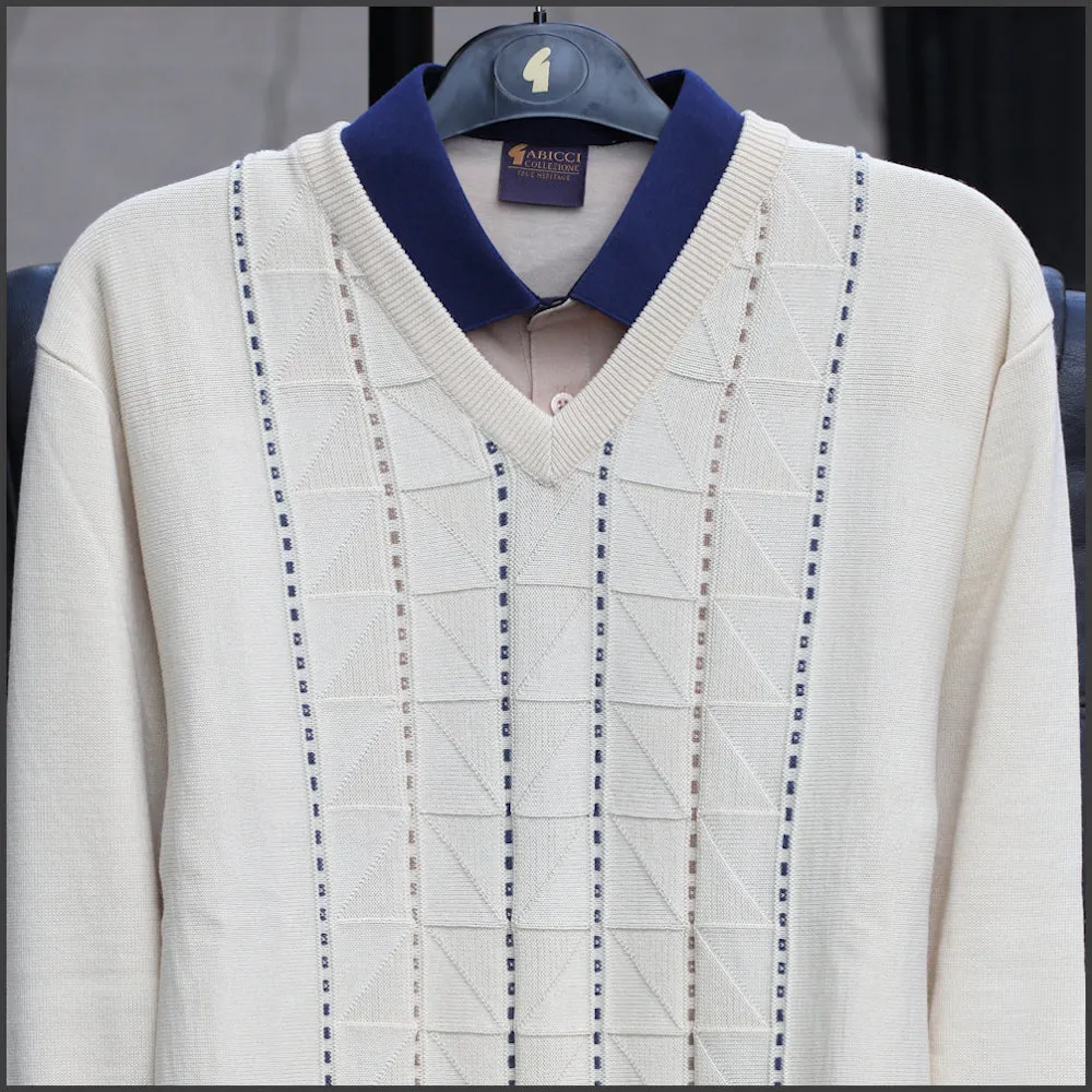 Gabicci M06 Ivory Patterned V Neck/