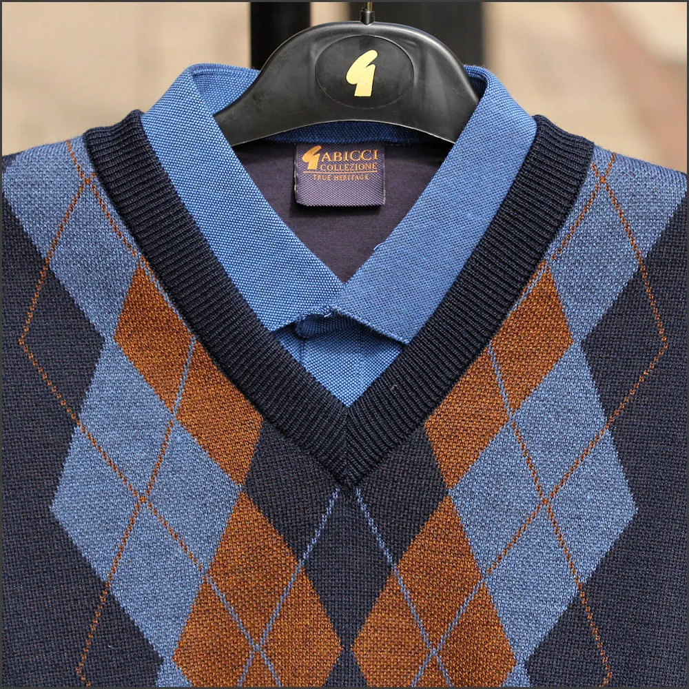 Gabicci M06 Navy Patterned  V Neck^