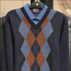 Gabicci M06 Navy Patterned  V Neck^
