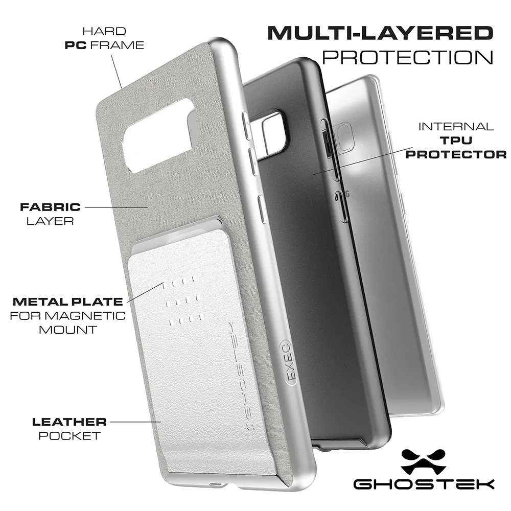 Galaxy Note 8 Case, Ghostek Exec 2 Slim Hybrid Impact Wallet Case for Samsung Galaxy Note 8 Armor | Purple