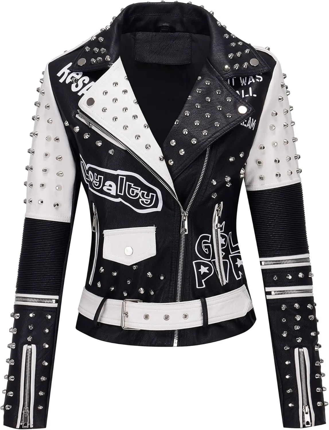 Geschallino Women's Faux Leather Jacket Plus Size Motorcycle Biker Clothes Outfits Short Fashion PU Coat (1X-5X)