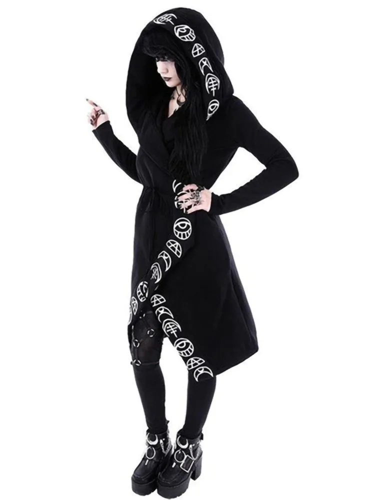 Gothic Punk Black Long Women Hoodies Sweatshirts