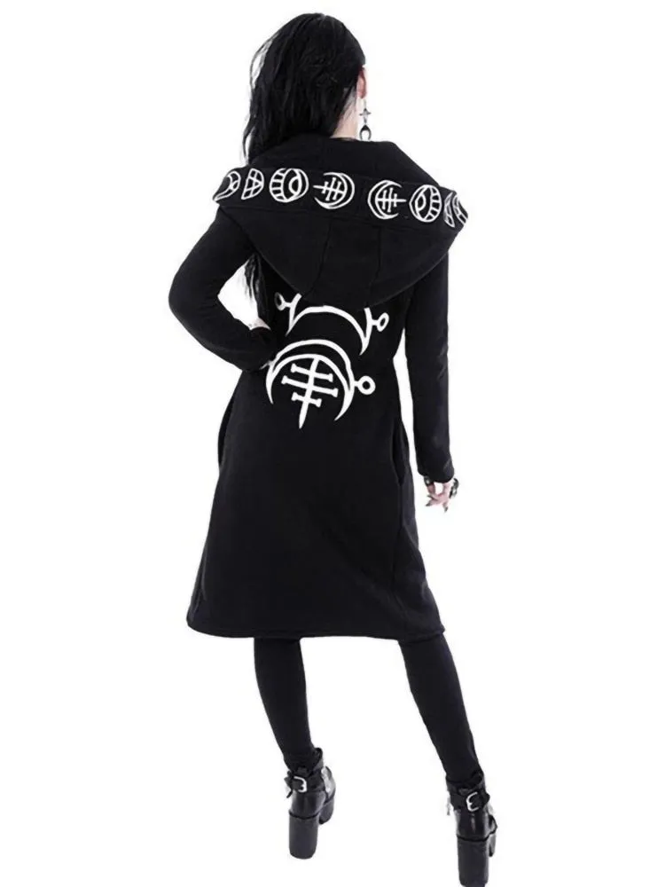 Gothic Punk Black Long Women Hoodies Sweatshirts
