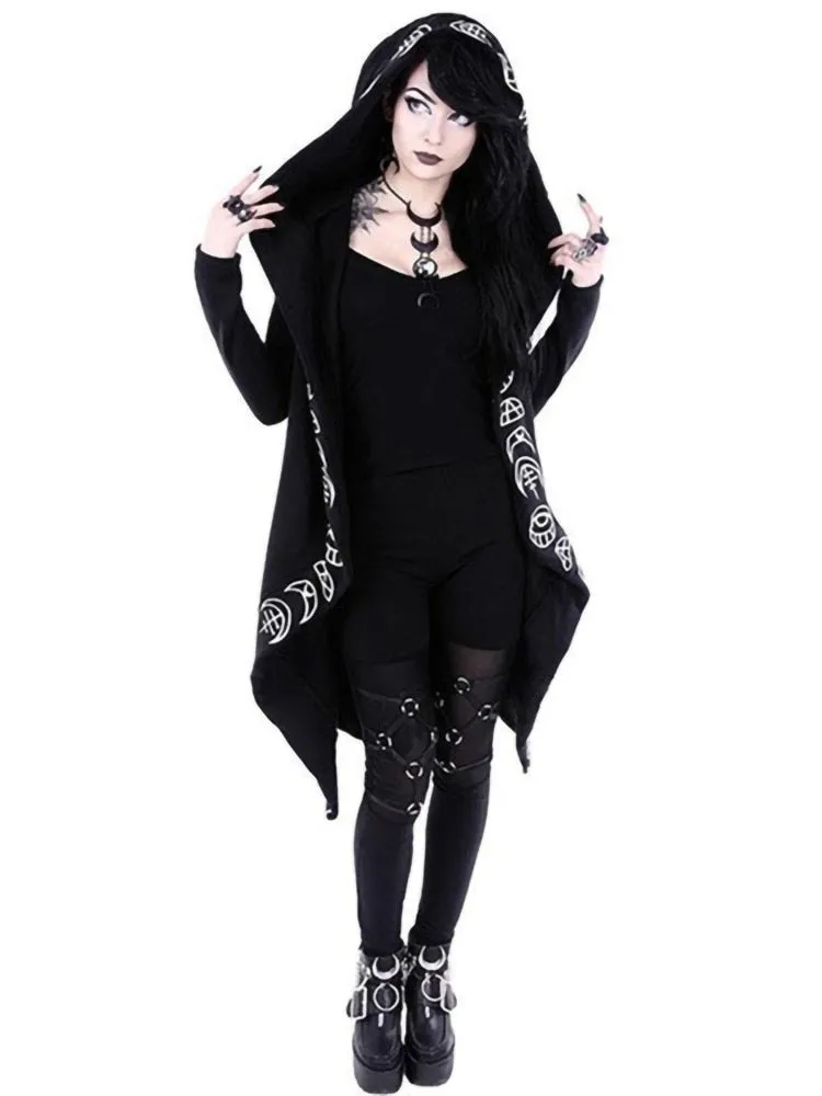 Gothic Punk Black Long Women Hoodies Sweatshirts