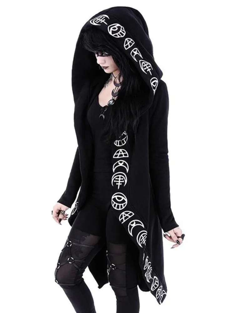 Gothic Punk Black Long Women Hoodies Sweatshirts