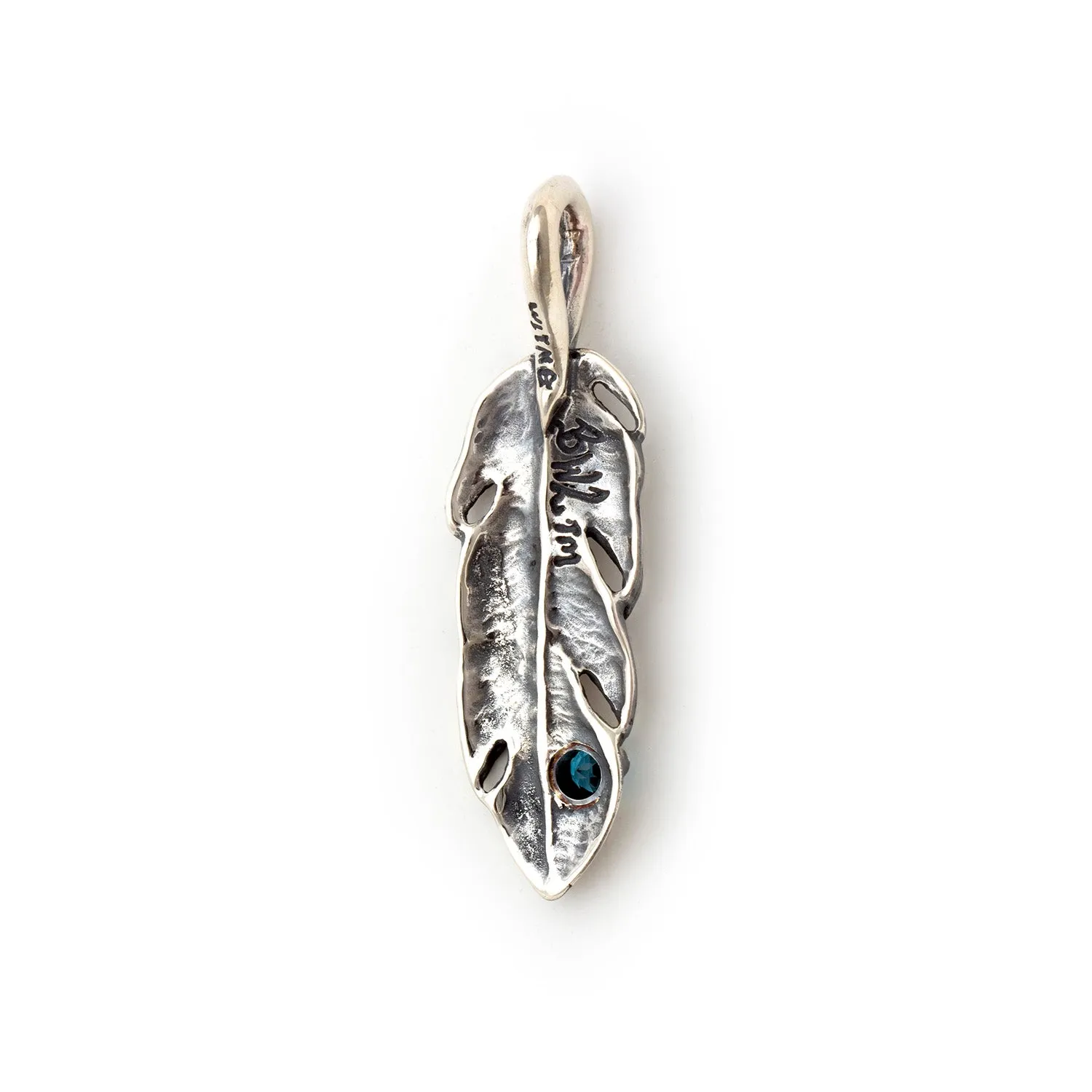 Graffiti Feather Small with Stone and Gold Overlay Pendant
