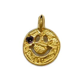 Graffiti Happy Face Charm Custom 18k Yellow Gold Plated with Alexandrite
