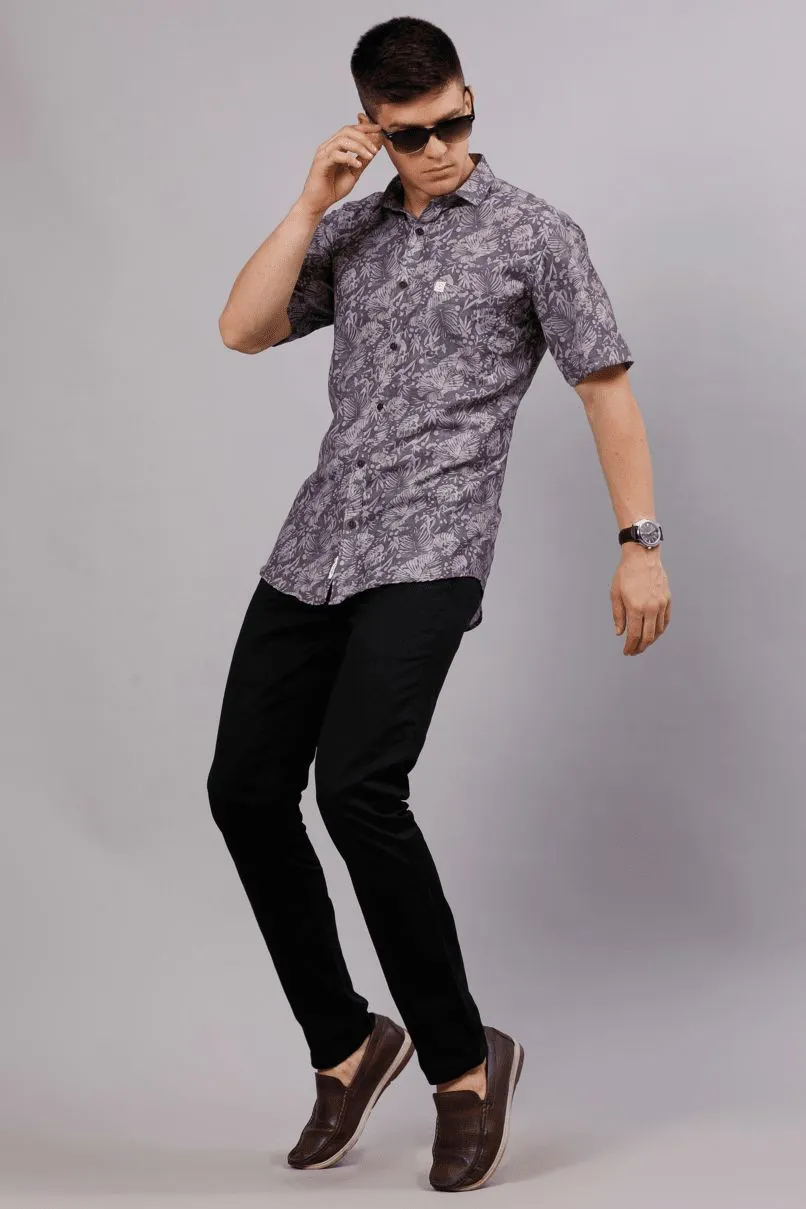 Grey Garden Print - Half Sleeve - Stain Proof