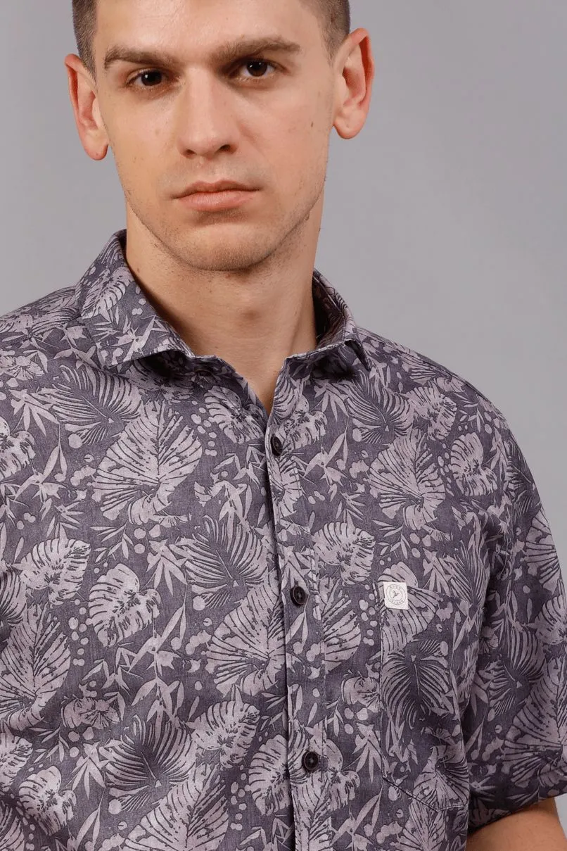 Grey Garden Print - Half Sleeve - Stain Proof