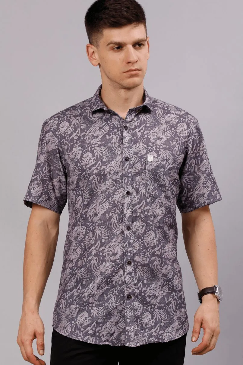 Grey Garden Print - Half Sleeve - Stain Proof
