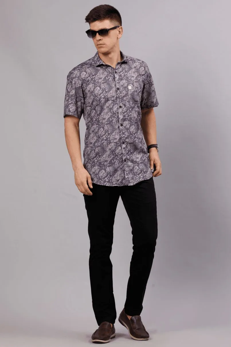 Grey Garden Print - Half Sleeve - Stain Proof