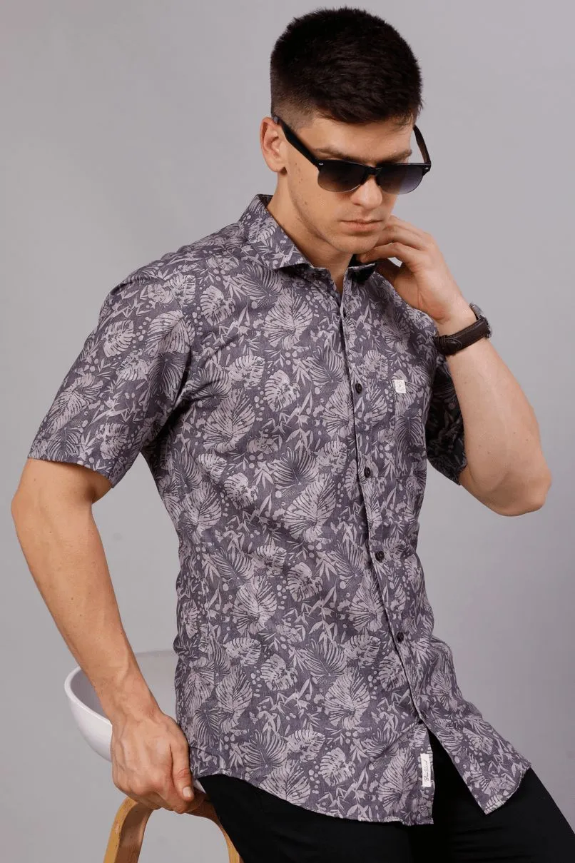 Grey Garden Print - Half Sleeve - Stain Proof