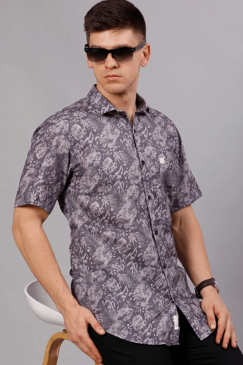 Grey Garden Print - Half Sleeve - Stain Proof