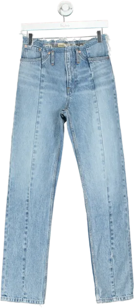 GRLFRND Blue Adriana Belted Frayed Waist Slim Straight Jeans W26