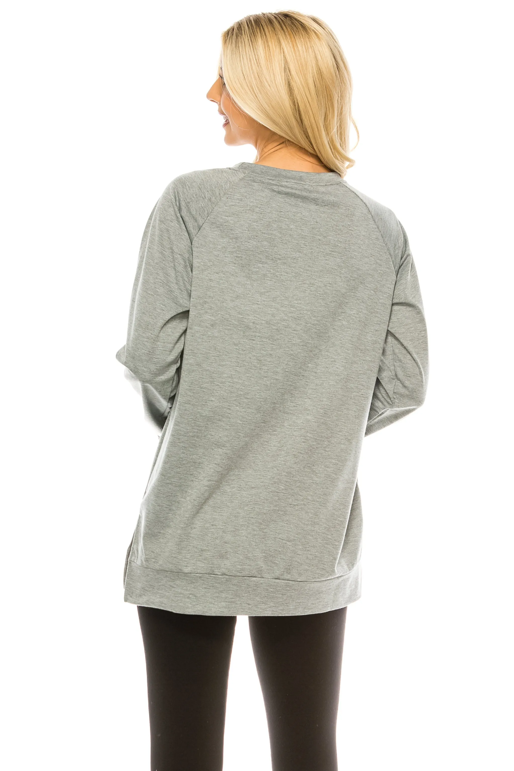 Haute Edition Women's Colorblock and Solid Spring Crewneck Raglan Tee With Plus