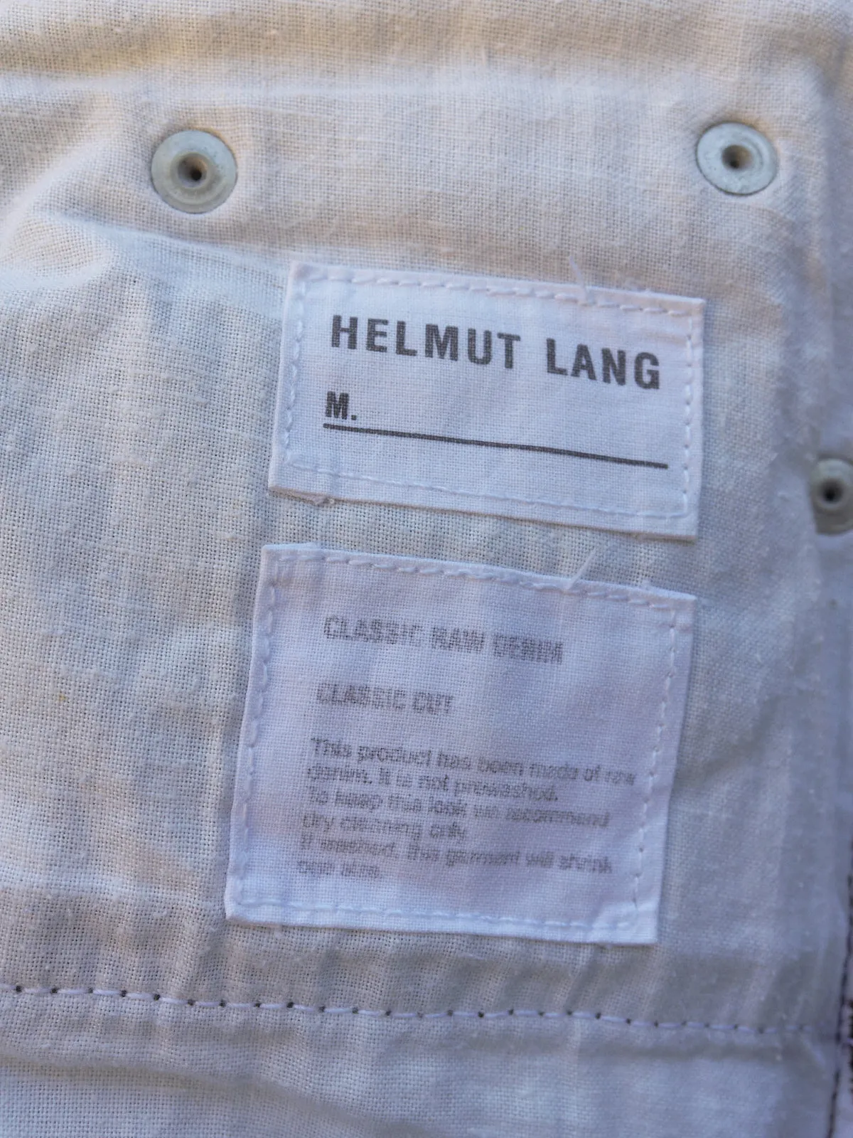 helmut lang grey raw denim 'classic cut' jeans
