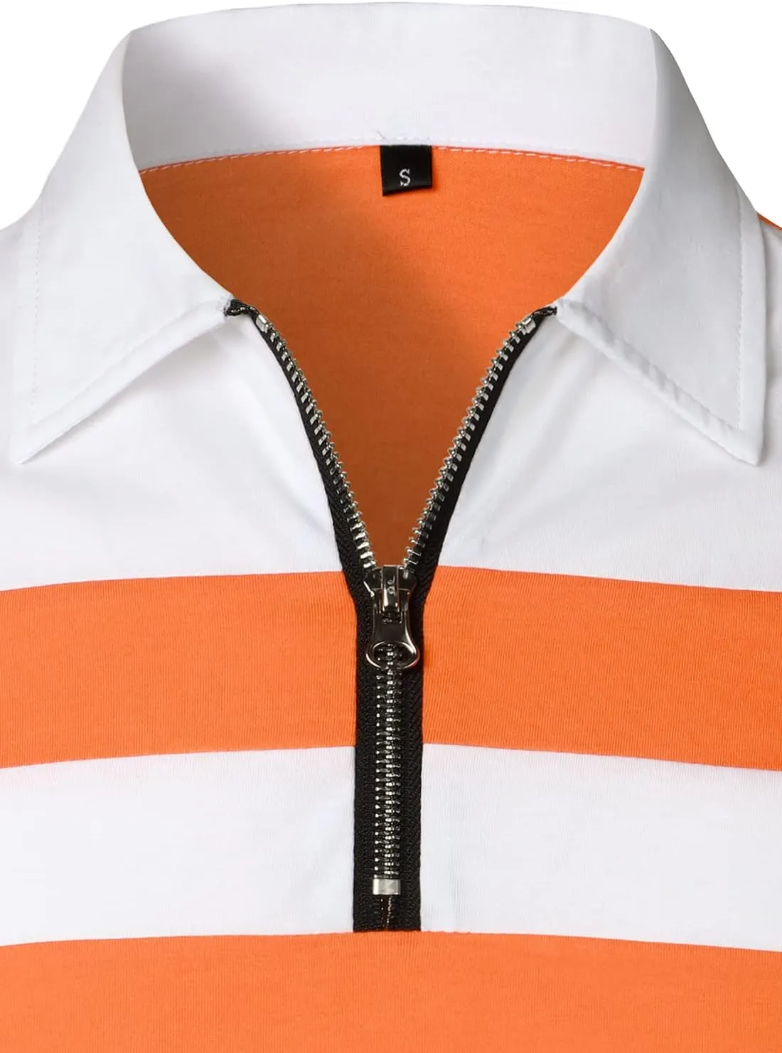HOOD CREW Mens Long Sleeve Polo Shirt Casual Slim Fit Shirts Contrast Color Patchwork T Shirts Cotton Tops