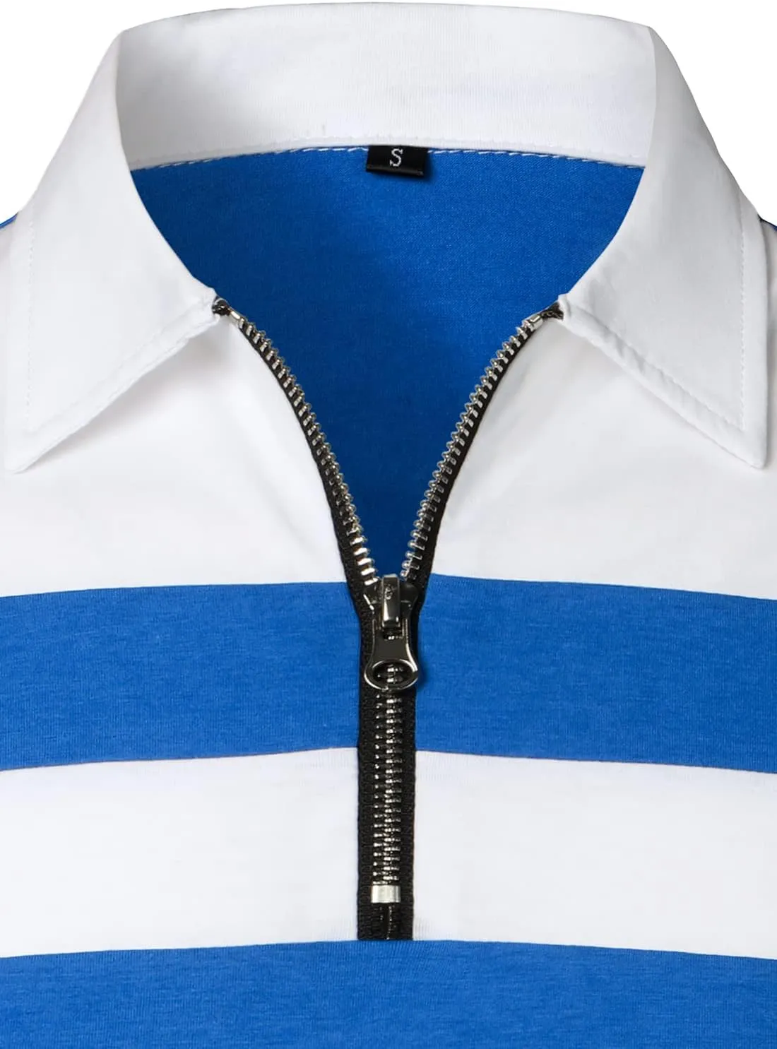 HOOD CREW Mens Long Sleeve Polo Shirt Casual Slim Fit Shirts Contrast Color Patchwork T Shirts Cotton Tops