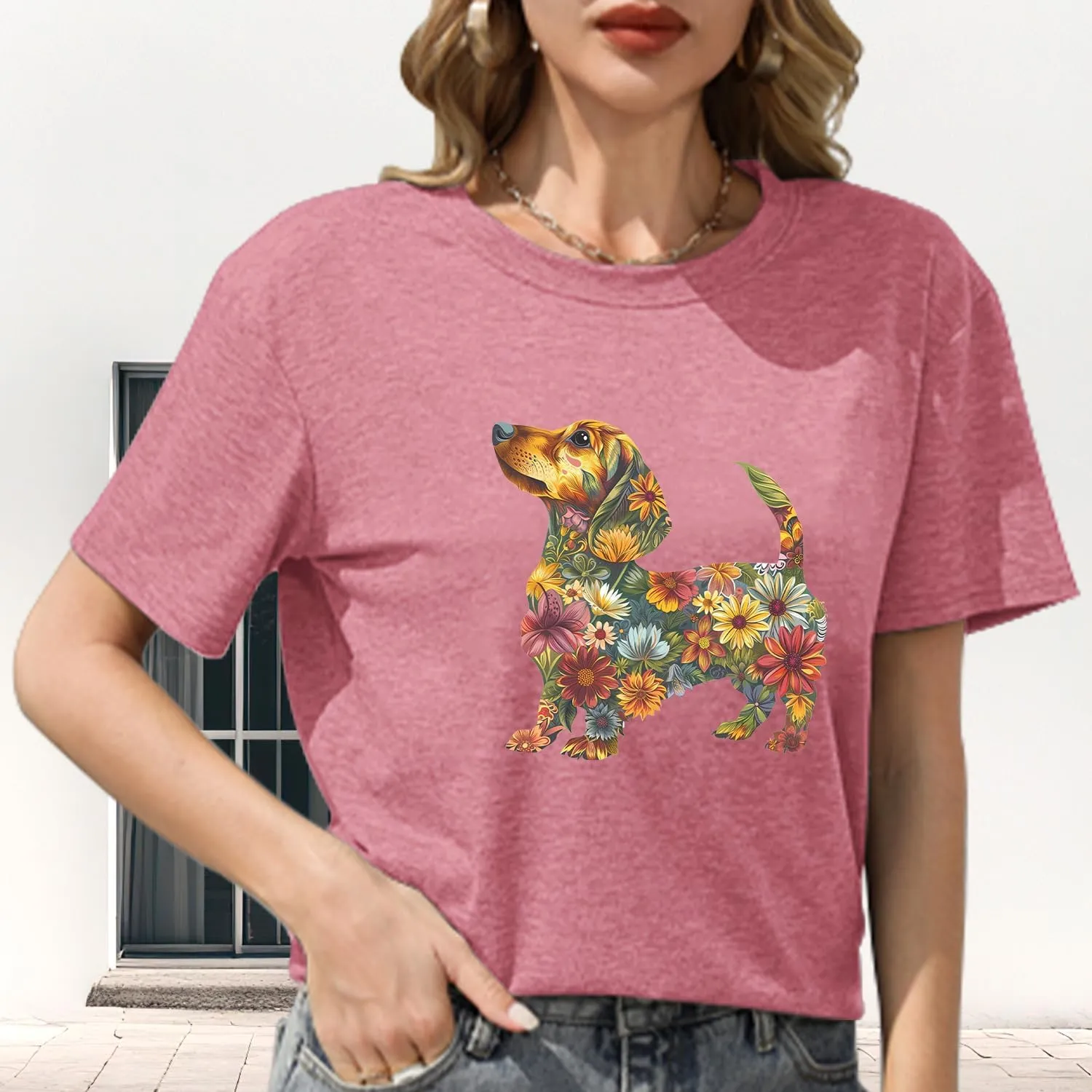 Hummingbird Shirt for Women Funny Women's Flower Graphic Tees Cute Bird Lover Short Sleeve Shirts 