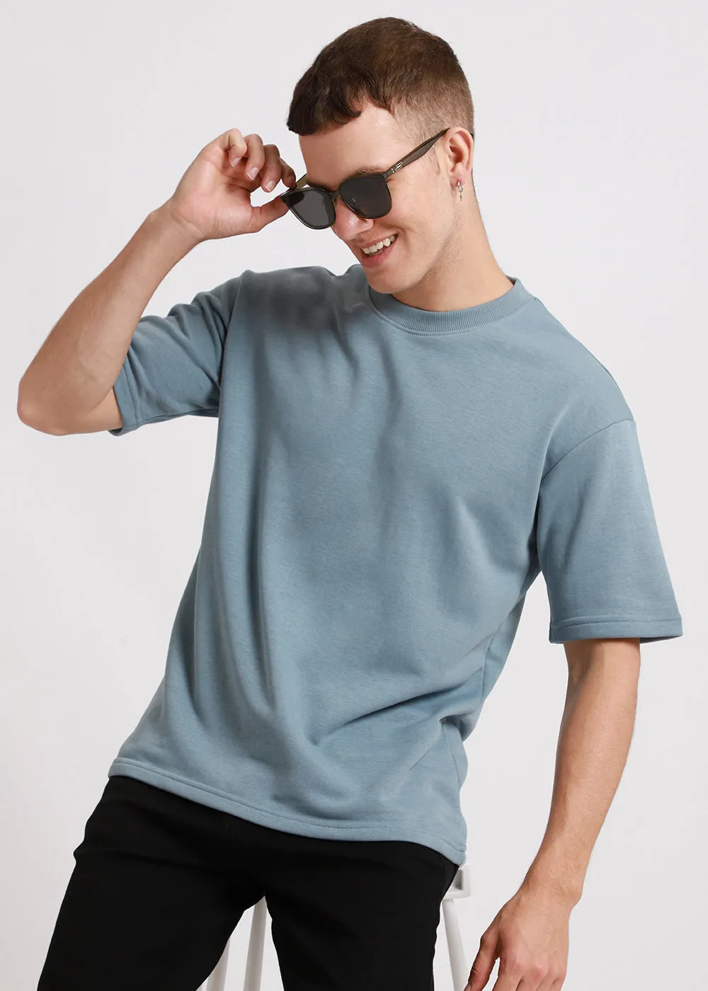 Ice Blue Oversized Basic T-shirt