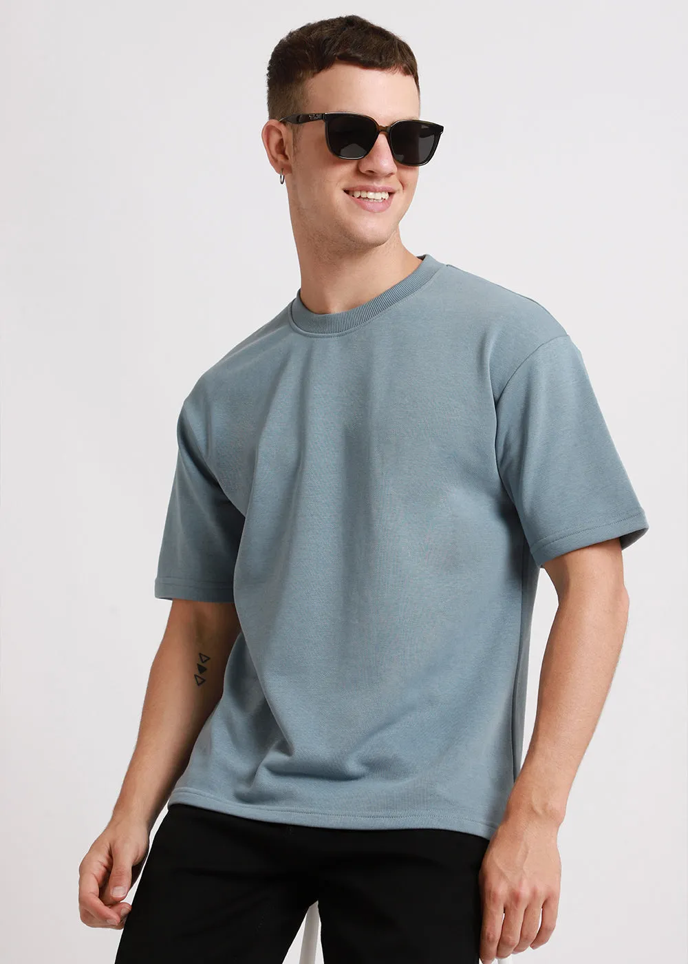 Ice Blue Oversized Basic T-shirt