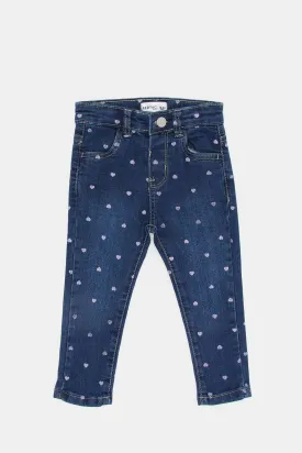 Infant Girls Blue Print Jeans