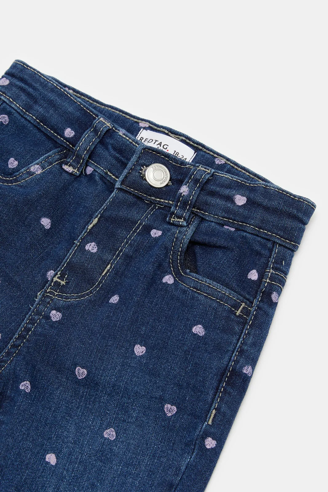 Infant Girls Blue Print Jeans
