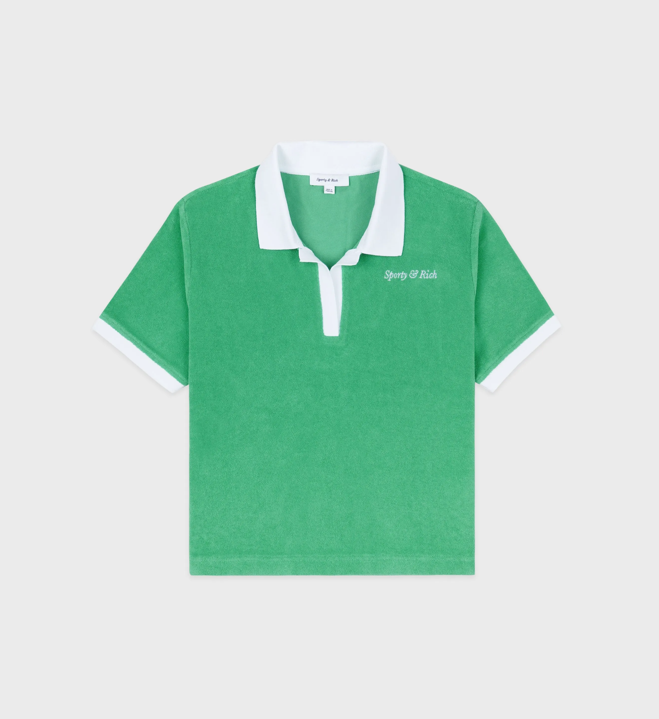 Italic Logo Terry Polo - Verde/White