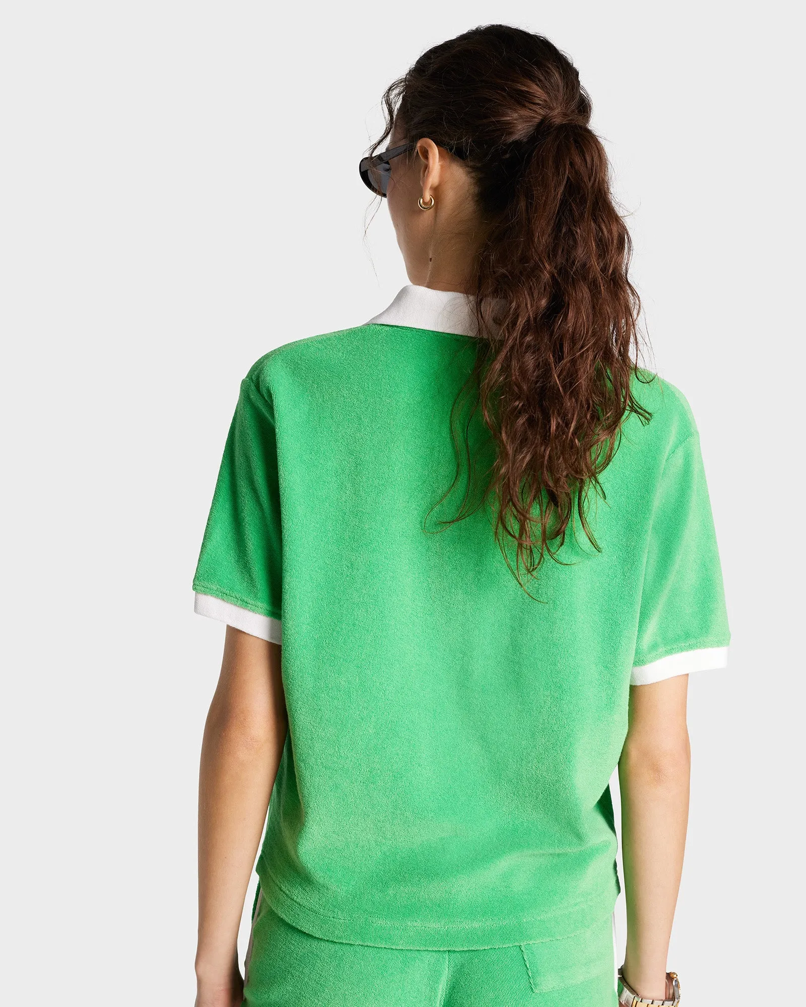 Italic Logo Terry Polo - Verde/White