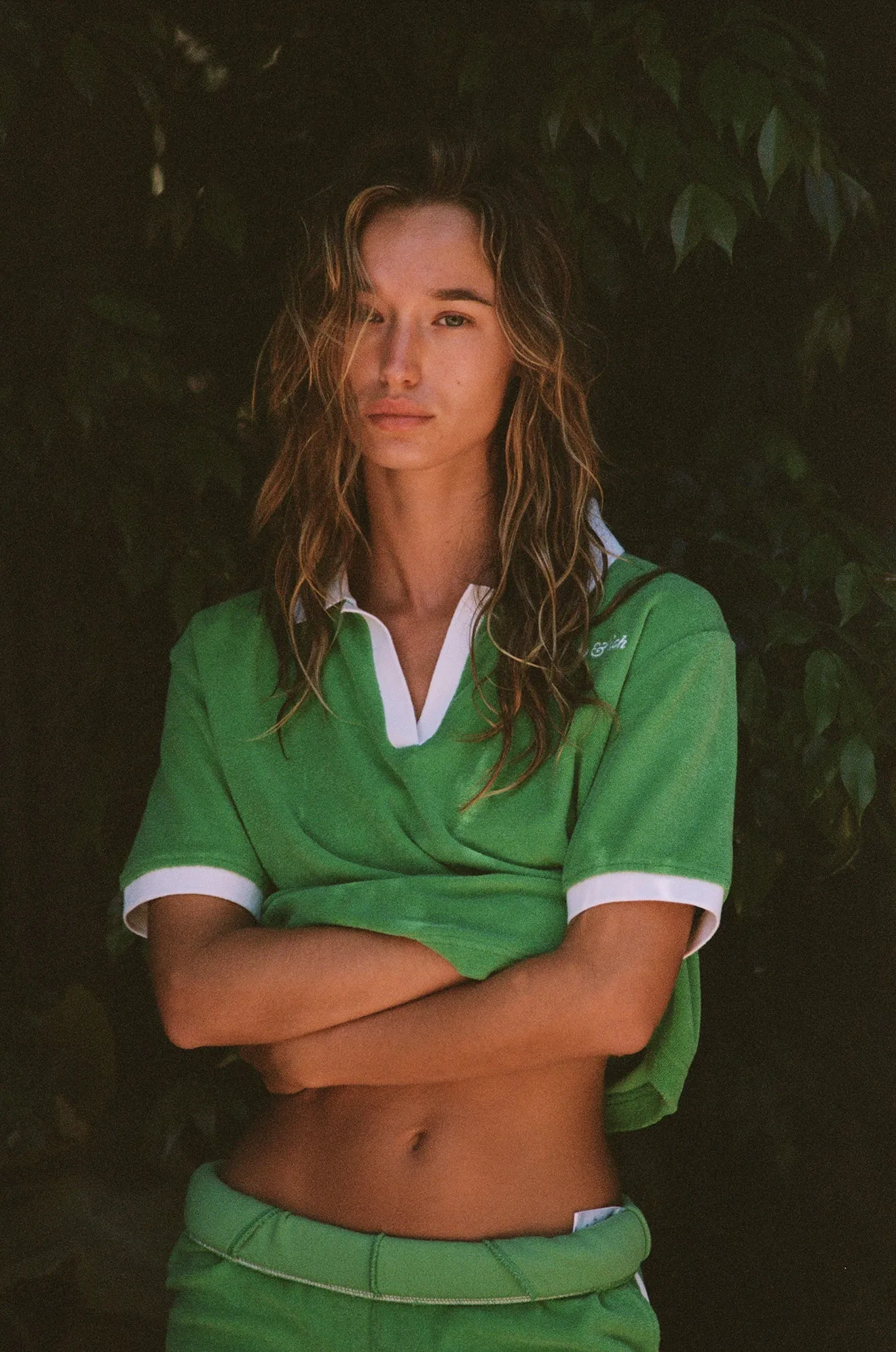 Italic Logo Terry Polo - Verde/White