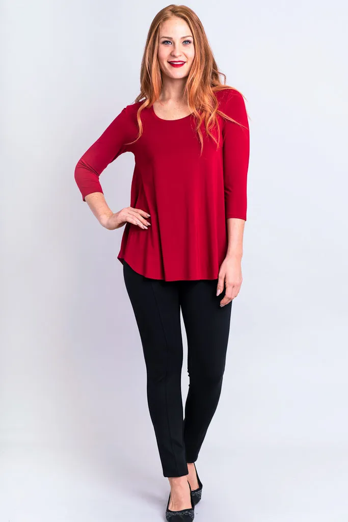 Jazz 3/4 Slv Top, Lipstick, Bamboo