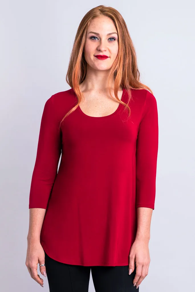 Jazz 3/4 Slv Top, Lipstick, Bamboo