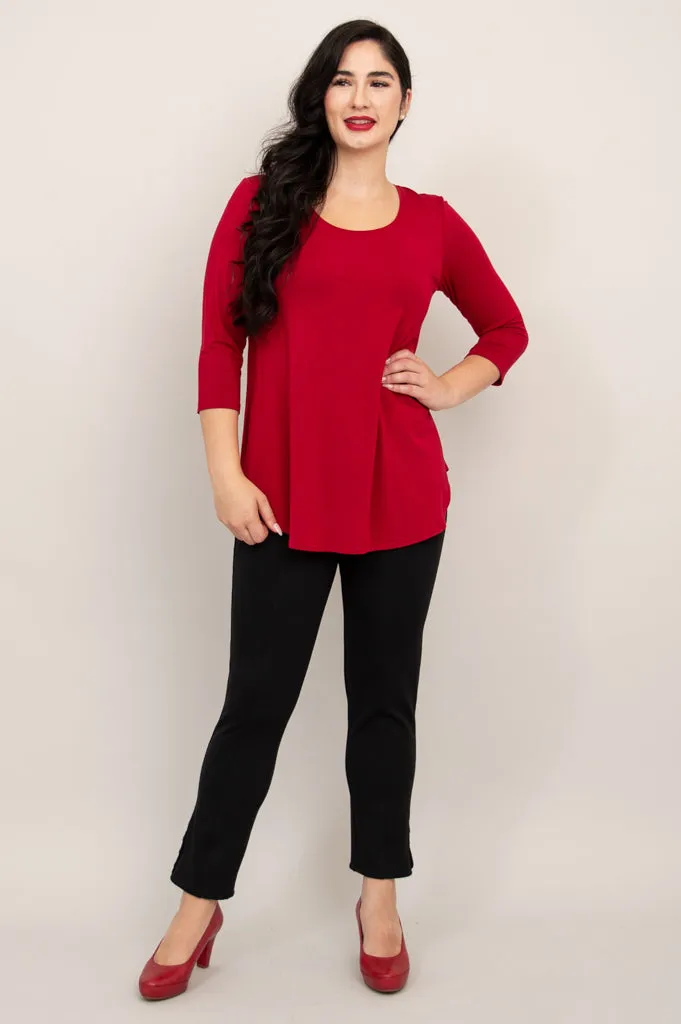 Jazz 3/4 Slv Top, Lipstick, Bamboo