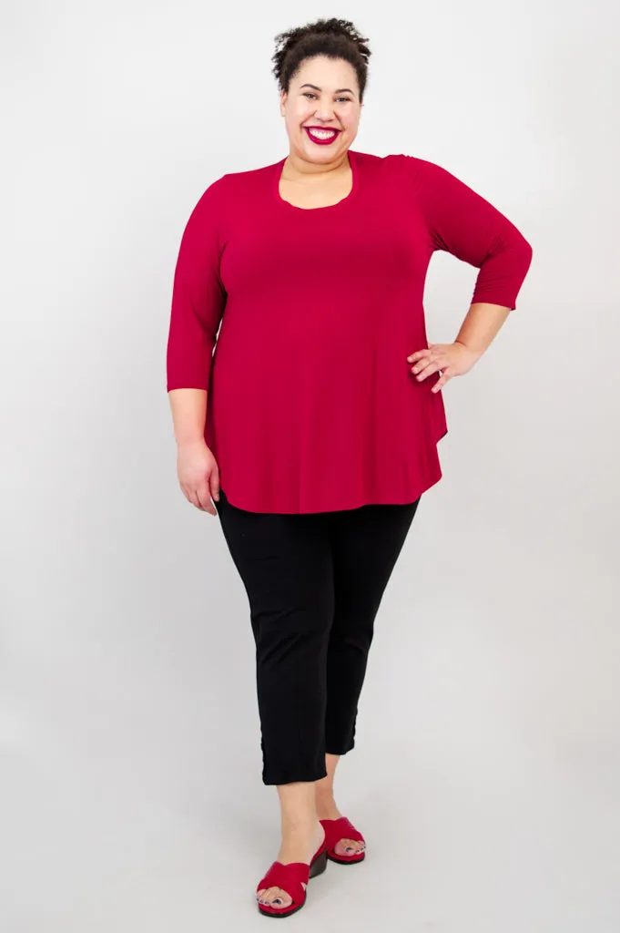 Jazz 3/4 Slv Top, Lipstick, Bamboo