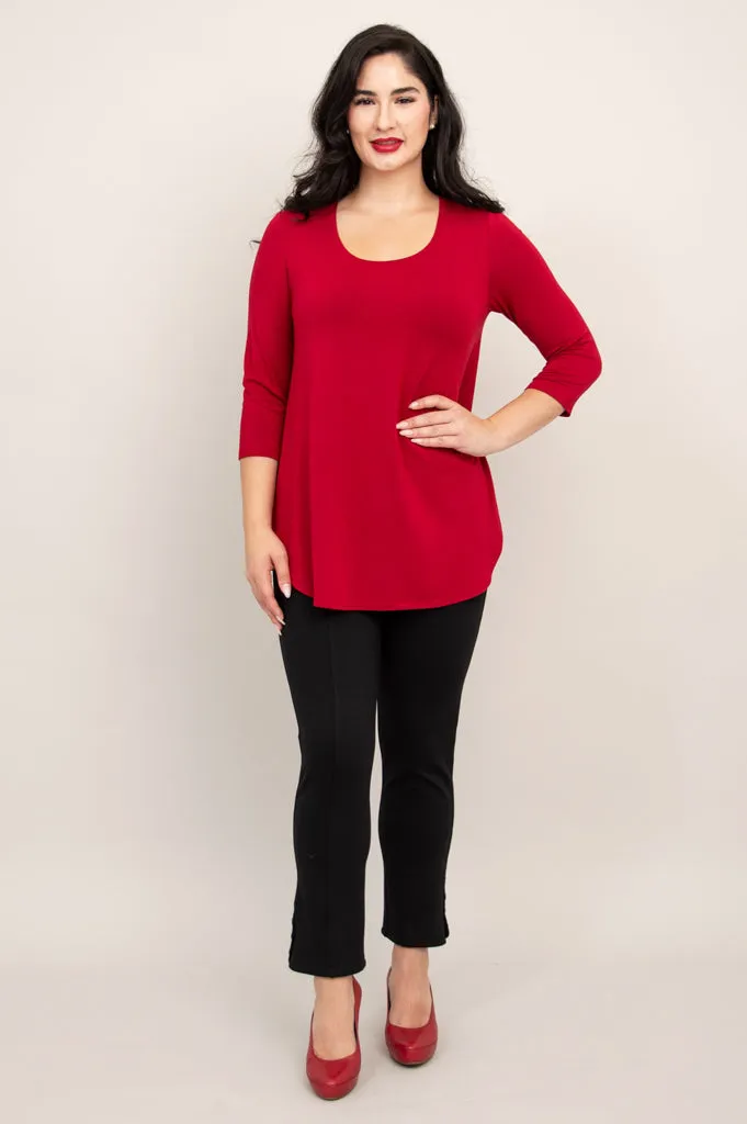 Jazz 3/4 Slv Top, Lipstick, Bamboo