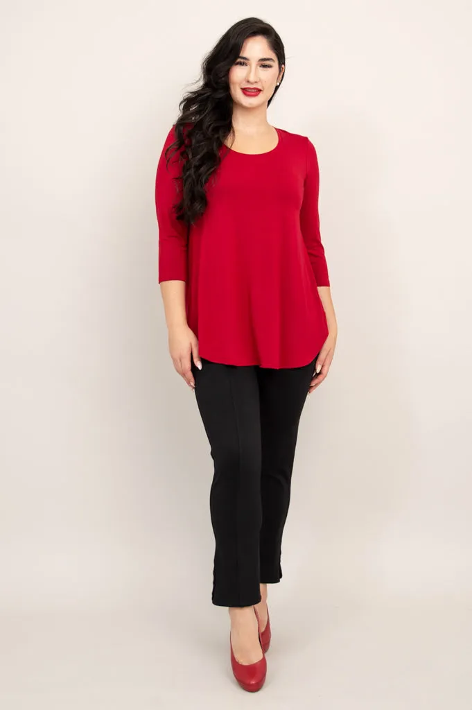 Jazz 3/4 Slv Top, Lipstick, Bamboo
