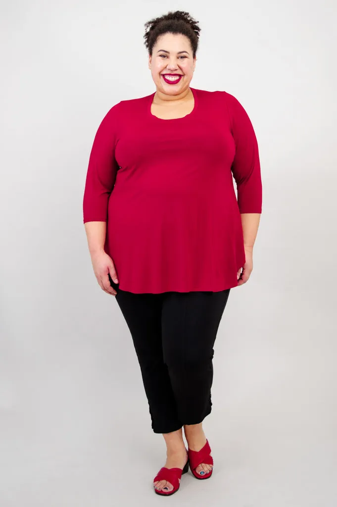 Jazz 3/4 Slv Top, Lipstick, Bamboo