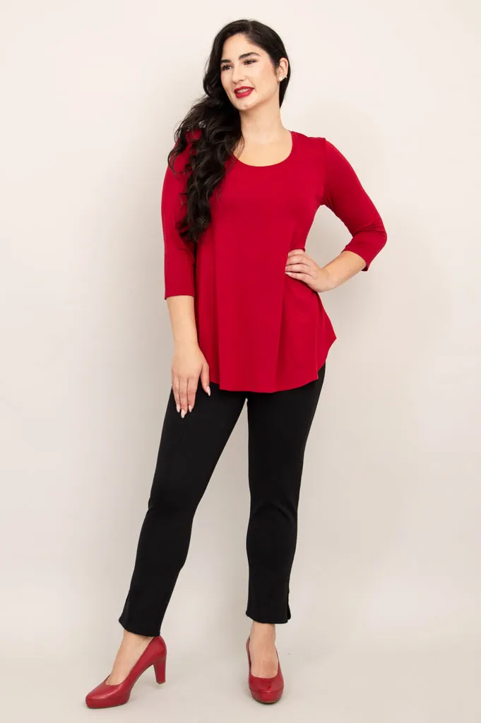 Jazz 3/4 Slv Top, Lipstick, Bamboo