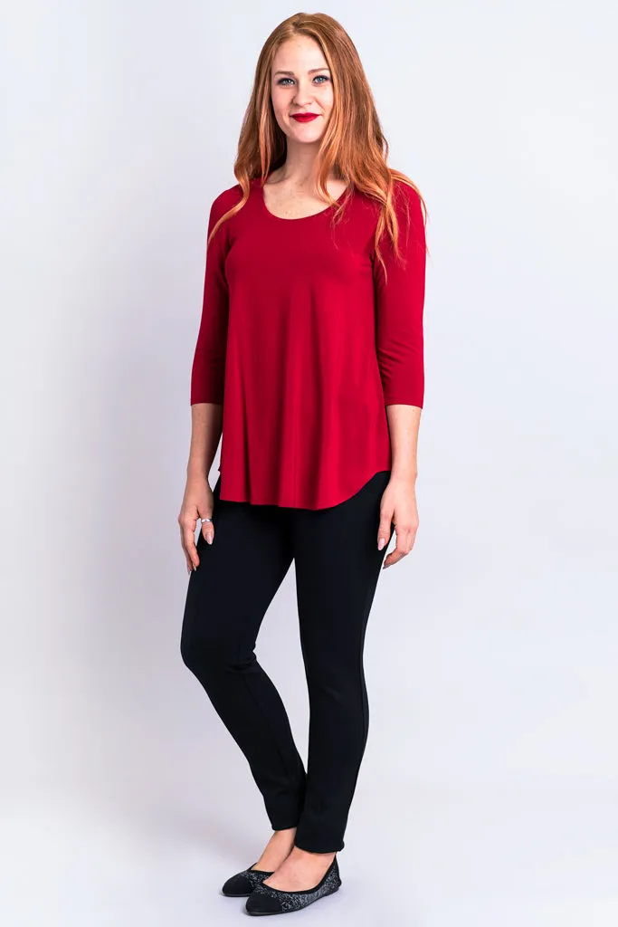 Jazz 3/4 Slv Top, Lipstick, Bamboo