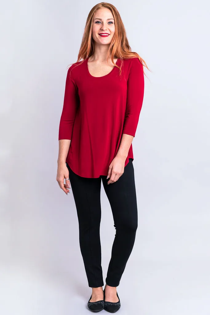 Jazz 3/4 Slv Top, Lipstick, Bamboo
