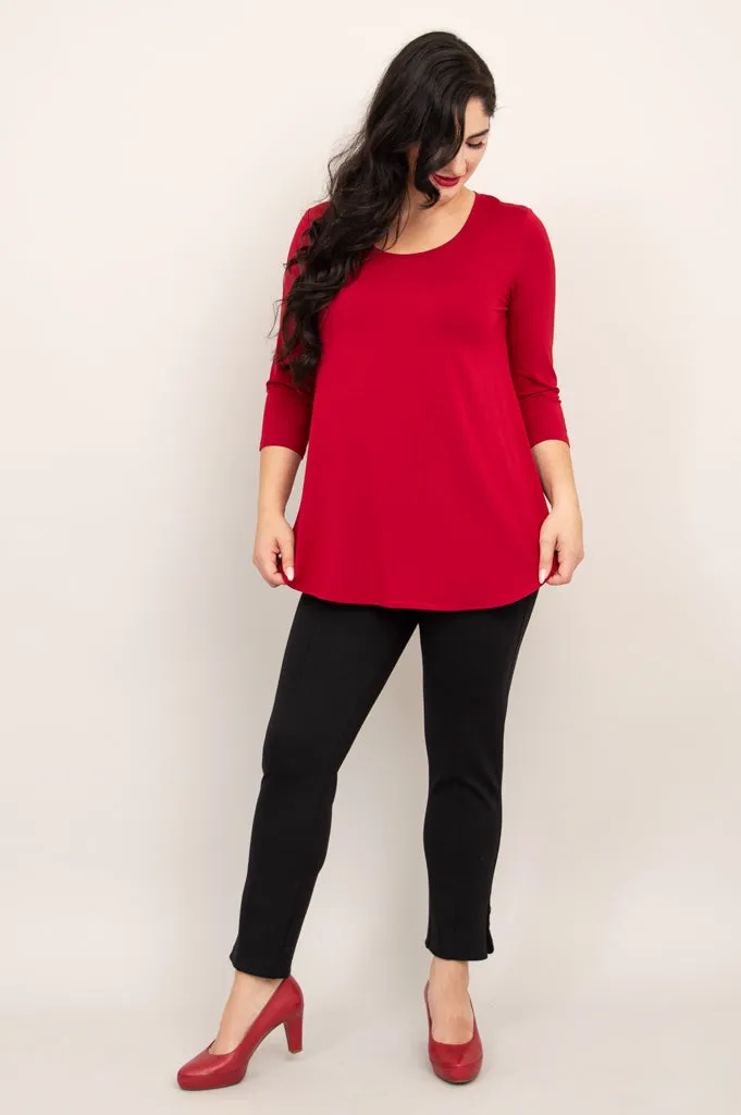 Jazz 3/4 Slv Top, Lipstick, Bamboo