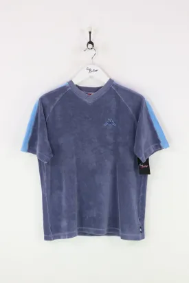 Kappa Crushed Velvet T-shirt Blue Small