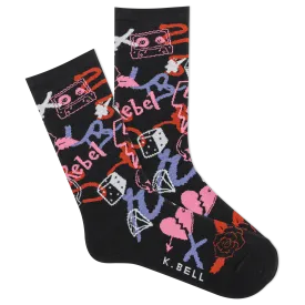 K.Bell Women's Rebel Graffiti Crew Sock