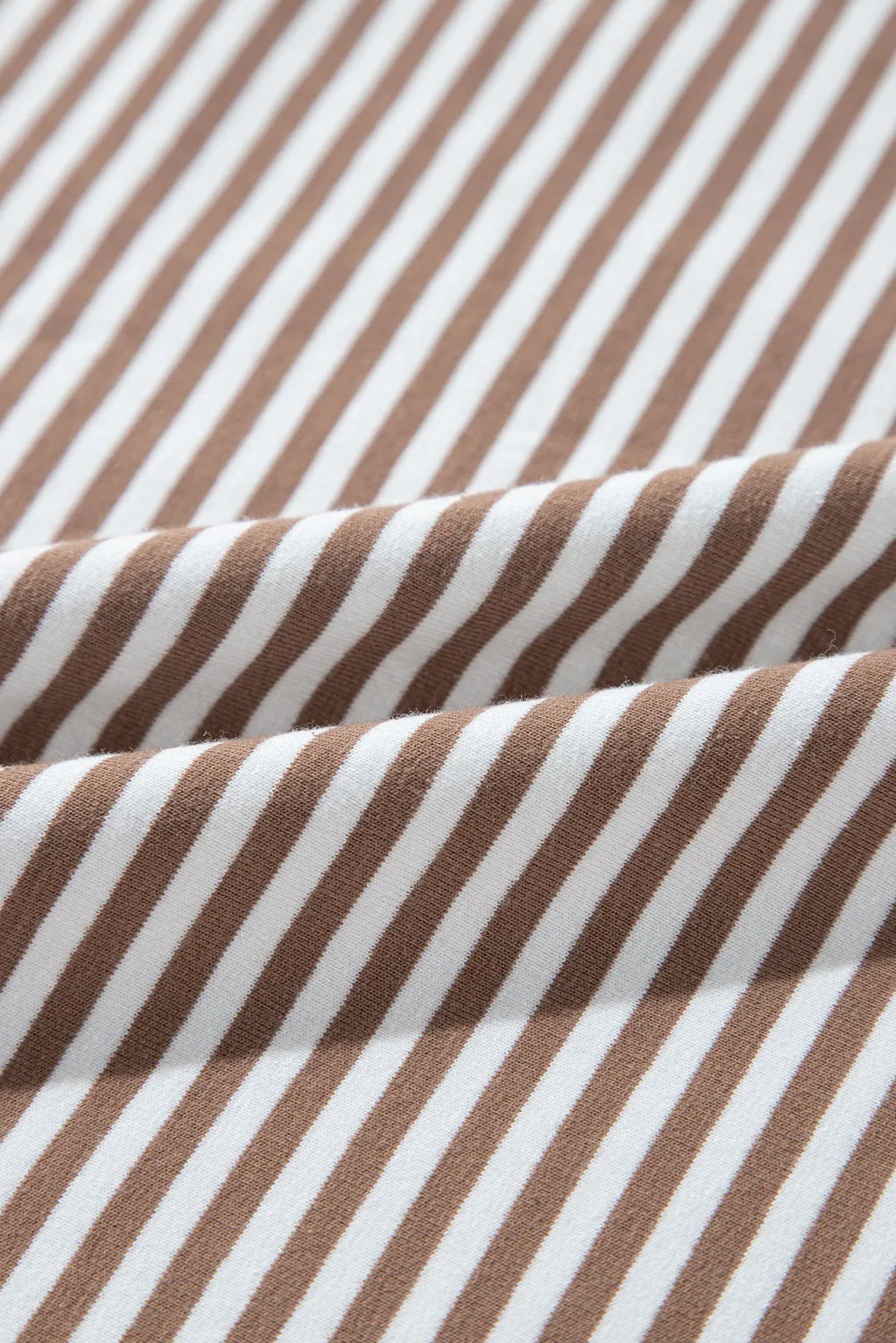 Khaki Stripe Patchwork Bracelet Sleeve Plus Size T Shirt