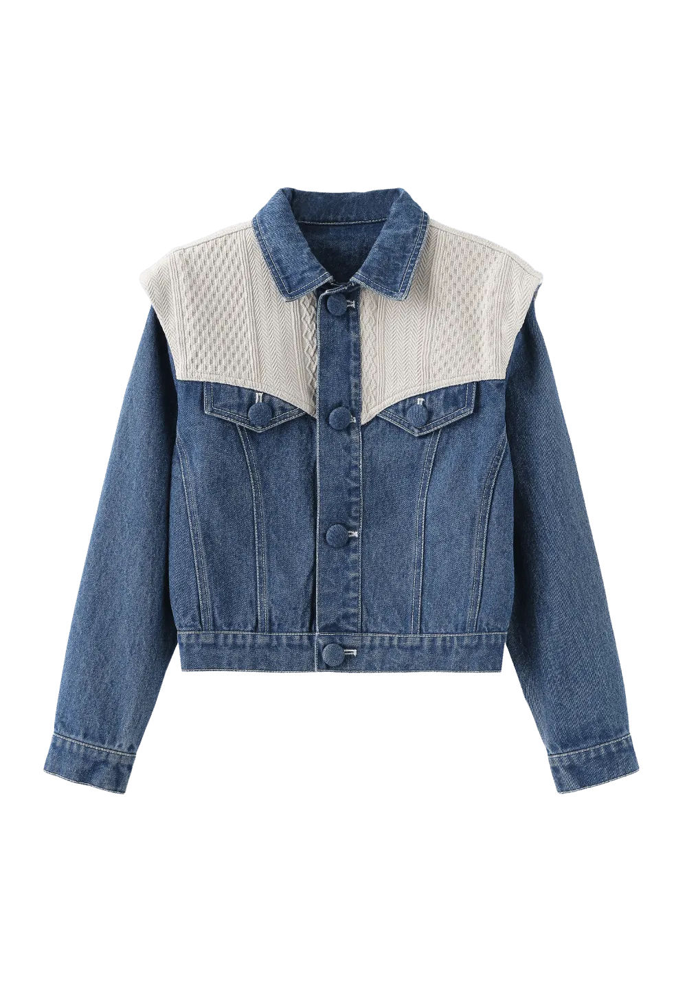 Knit Patchwork Denim Jacket