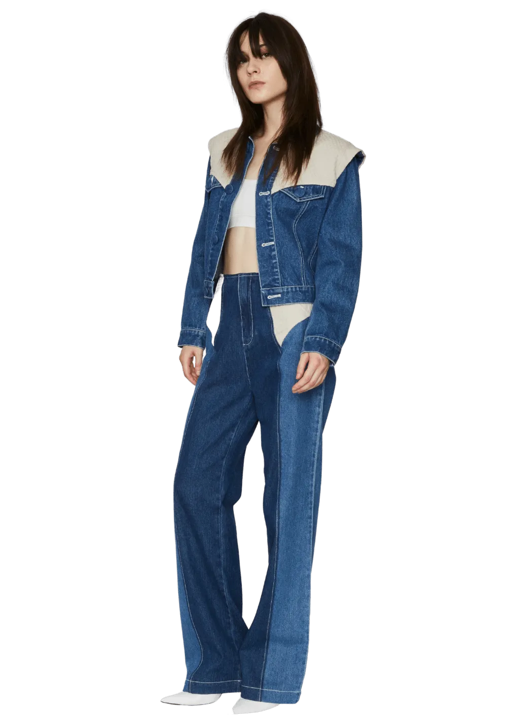 Knit Patchwork Denim Jacket