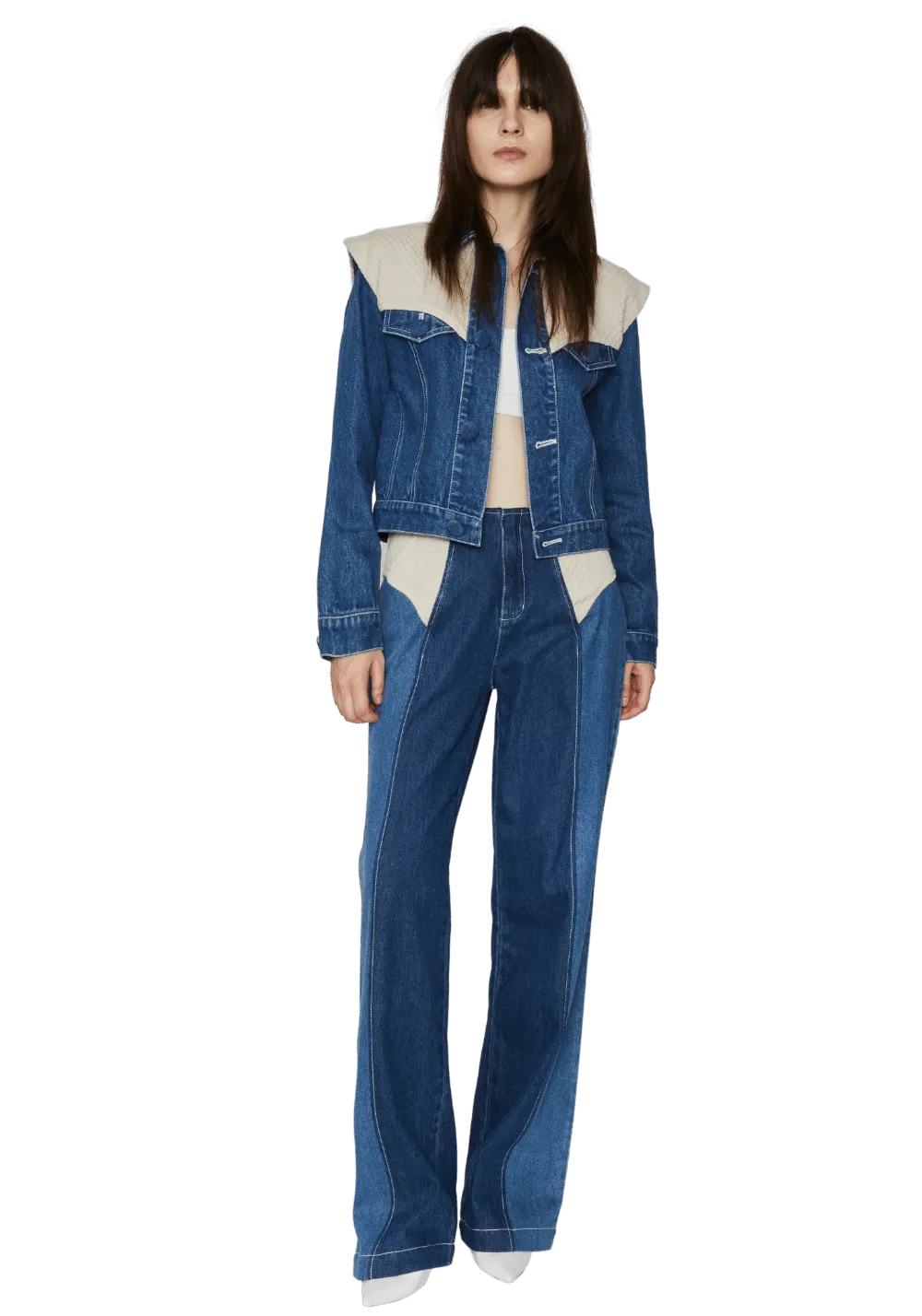 Knit Patchwork Denim Jacket